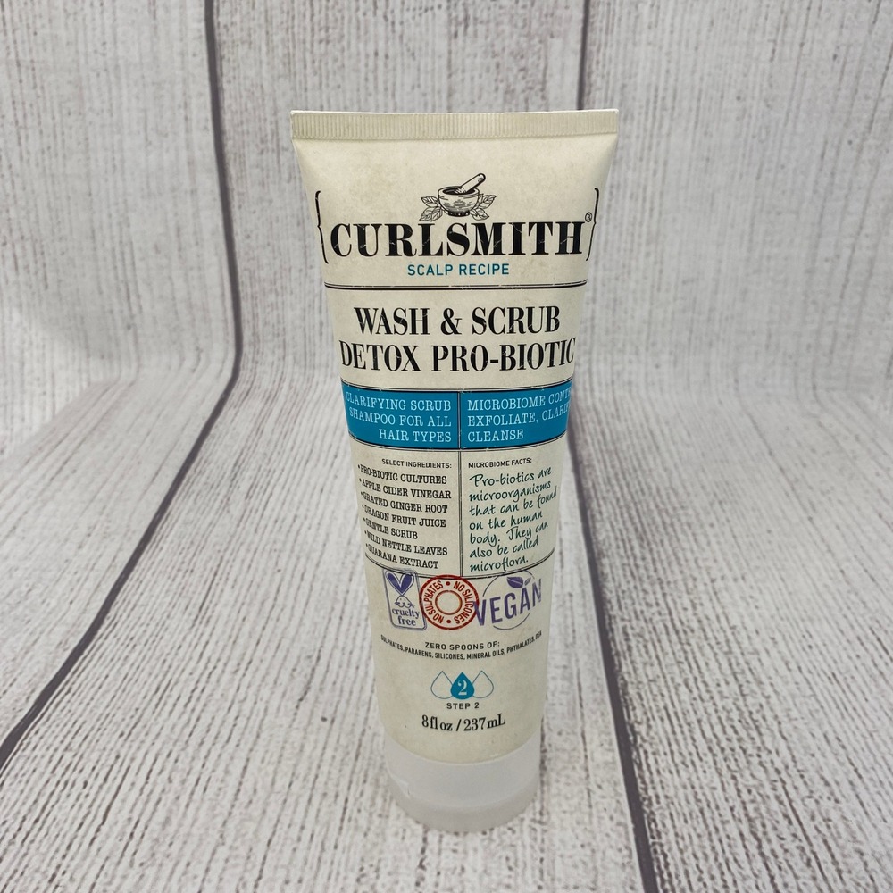 Curlsmith Wash & Scrub Detox Pro-Biotic Shampoo 8oz Clarifying Scalp Scrub